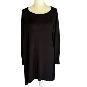 Eileen Fisher Black 100% Merino Wool Dress, Size Large